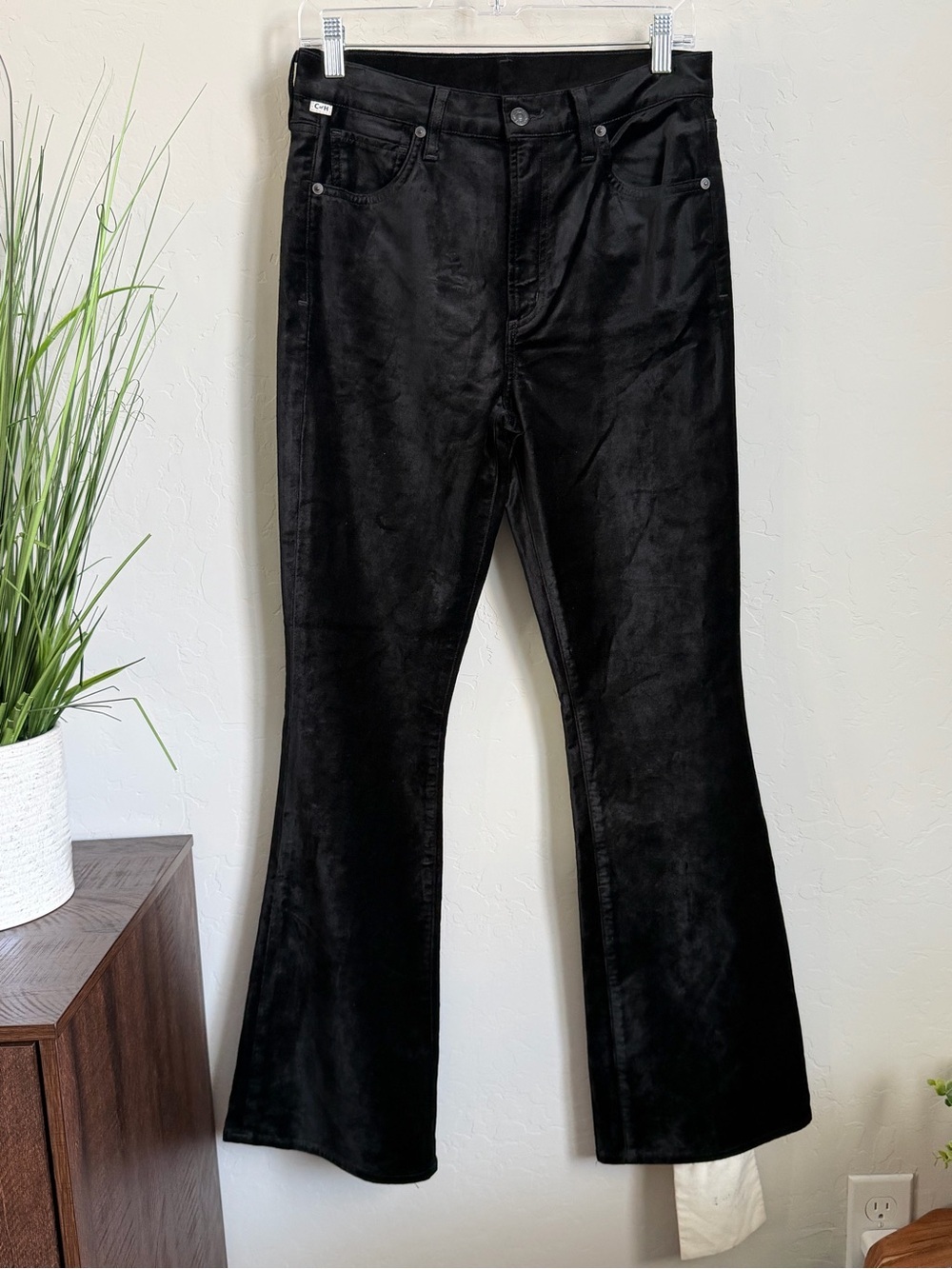 Citizens of Humanity Factory Sample Black Velvet Flare Pants Size 27